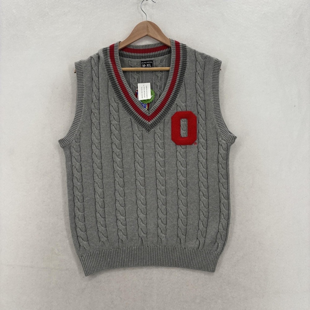 Ohio State Buckeyes Sweater Vest Mens One Size Gray NCAA Football Alma Mater NWT